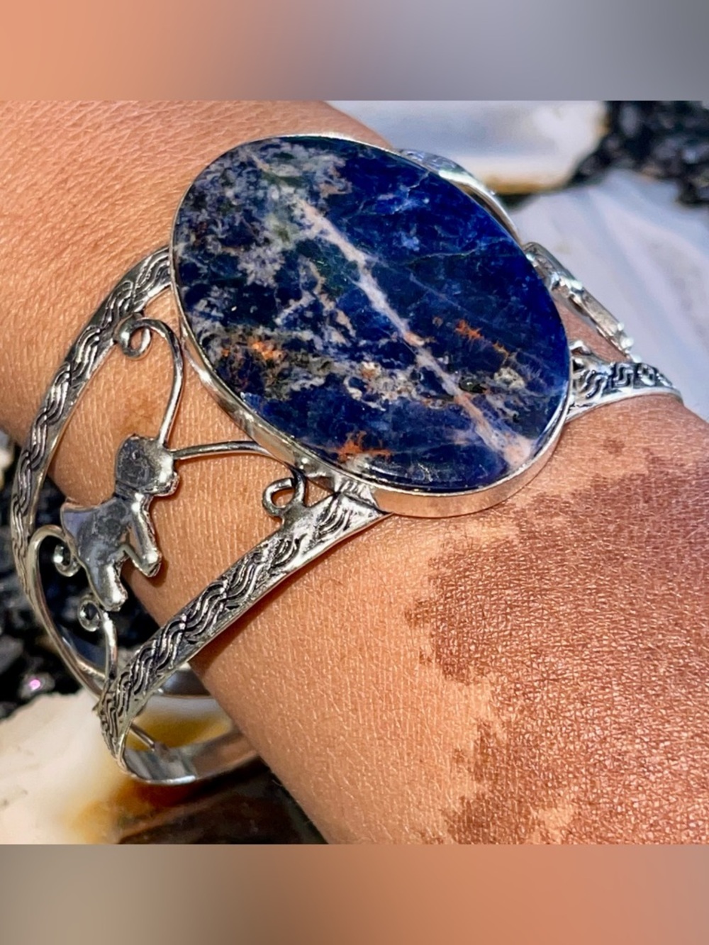 Adjustable Cuff/Bracelet Dark Navy Sodalite Crystal